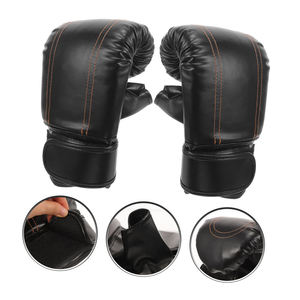 Guantes de Boxeo de Cuero con Cierre de Velcro en los Dedos Completos, Color Negro, para Adultos, Equipo de Boxeo - Product Image 2