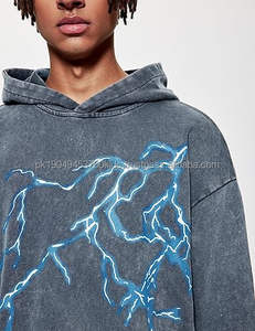 Sudaderas con capucha para hombre, Sudadera con capucha de gran tamaño, Sudadera con capucha de algodón térmico de felpa lavada, Sudadera con capucha Vintage de peso pesado, ropa de calle para hombre - Product Image 4