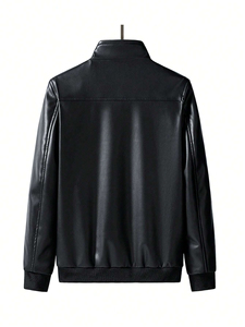 Chaqueta de Cuero con Forro de Algodón Estándar para Hombre de Alta Calidad OEM con Logotipo Frontal Personalizable, Chaqueta de Invierno Ecológica y Resistente al Viento - Product Image 2