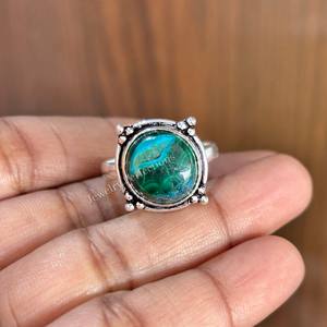 Anillos Finos de Plata de Ley 925 al por Mayor, Piedra Preciosa Original de Crisocola y Malaquita, Joyería de Boda para Mujer, Precio de Fábrica de Tendencia - Product Image 1