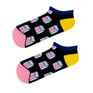 Colorful Floral Milk Patterned Ankle Socks Breathable Knitted Diabetic Compliant Custom Logo One <b>Size</b> Fits Daily Use for Spring - Product Image 1