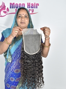 Super Extensiones de cabello rizado con cierre de calidad de exportación, textura suave y sedosa, largo, indio, grueso, disponible para la venta por exportación - Product Image 4