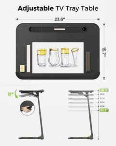 Nueva Mesa Auxiliar de Comedor SAIJI Original, Inclinable, con Altura y Ángulo Ajustables, Totalmente Plegable, con Lámpara LED Integrada - Product Image 1
