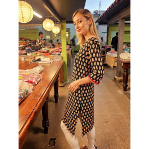 Robe longue droite en pur coton pour femme Evolve, élégante et décontractée, imprimée, respirante, taille naturelle, offre ODM - Product Image 2