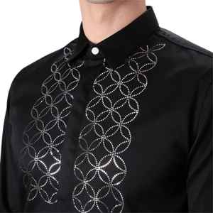 Camisa de vestir con botones para hombre con diseño ajustado, costuras de alta calidad y aspecto sofisticado para bodas y reuniones - Product Image 6