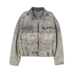 Veste en jean délavé à sable urbain Old School personnalisée de qualité supérieure pour femmes Vestes vintage imprimées pour dames - Product Image 1