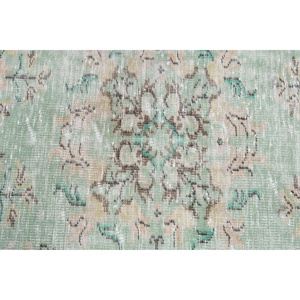 พรมตุรกี, พรมวินเทจขนาด 2.1x6.6 ฟุต, พรมขนสัตว์ลายดอกไม้สีเขียวฟ้า - Product Image 4