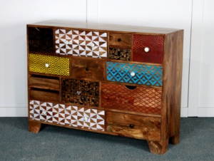 Assorted Luxury Solid Mango Wood <b>Sideboard</b> Multi-Functional Handmade & Handpainted Oak Style Furniture for Living Dining <b>Kitchen</b> - Product Image 2
