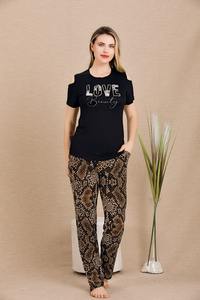 Conjunto de Pijama Largo de Viscosa de Alta Gama para Mujer, Elegante Estampado, Ropa de Dormir de Moda Turca, Suave al Tacto, Transpirable, Ropa para el Hogar - Product Image 3