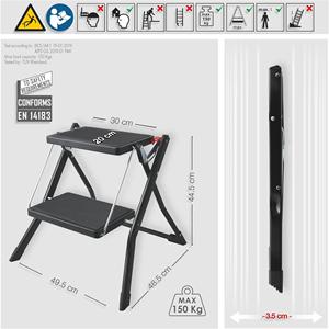 MSV - Pata de Acero Ligera Plegable en 2 Pasos y Antideslizante, Máximo 150 kg, Negro Mate - Product Image 5