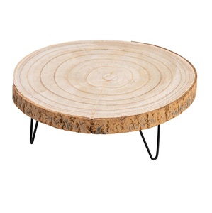 Piédestal en bois décoratif Paulownia Piédestal en bois naturel avec poignée, petit, marron, carré - Product Image 1