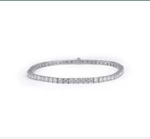 Pulsera de Diamantes Baguette, Pulsera de Tenis con Moissanita, Pulsera de Tenis Clásica con Diamantes en Oro Blanco - Product Image 1