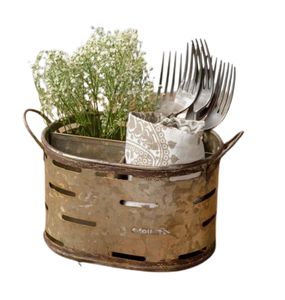 แคดดี้ชุบสังกะสีแบบโบราณใส่ภาชนะในครัวแบบแคดดี้สำหรับจัดเก็บโดยผู้ส่งออกอินเดีย - Product Image 1