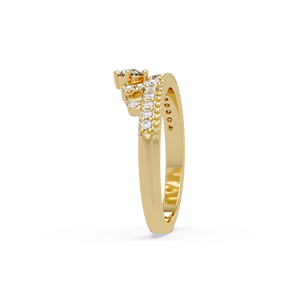 Women's Crown Shape Round cut Lab Grown Diamond Engagement <b>Ring</b> 14K Yellow Gold Milgrain Vintage Style Wedding <b>Rings</b> Jewelry - Product Image 4