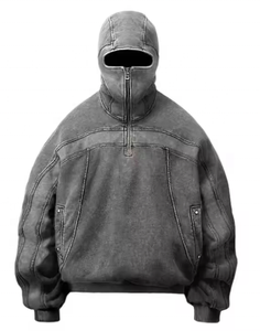 Vente en gros en vrac de couverture de visage masqué éponge française lavé à l'acide 100% coton sweats à capuche vierges - Product Image 1