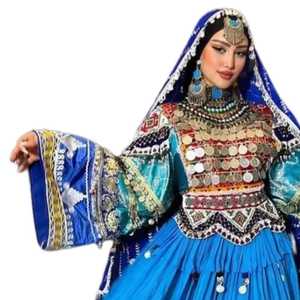 ชุดเดรส Afghan kutchi สำหรับผู้หญิงชุดเดรสยาวถึงพื้นแบบสุภาพมีซิปแต่งระบาย - Product Image 2
