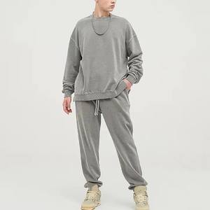 Sudadera con capucha Vintage con cremallera completa, chándal lavado con ácido, chándal con logotipo personalizado para hombres y conjunto de Jogger Unisex, Material de algodón 100% para invierno - Product Image 2