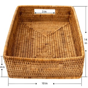 rectangular <b>basket</b> with rounded <b>corners</b> cutout handles Handmade Storage <b>Basket</b> Wholesale eco-friendly Made in Viet Nam - Product Image 5