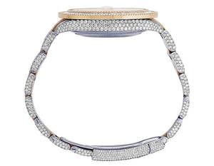 Nouvel arrivage de montre Baguette et Moissanite ronde VVS Diamant rose bicolore automatique Iced Out Hip Hop mode personnalisée pour hommes - Product Image 5