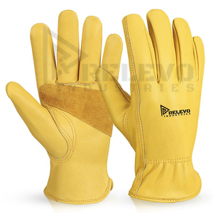 Gants de jardin en cuir de vachette de qualité supérieure de couleur jaune, gants de travail résistants aux épine, pour le jardinage en extérieur par tous les temps - Product Image 2