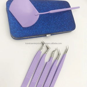 Pince à cils volumineuse violette en gros, pointe lisse, acier inoxydable, antistatique, pince à cils pour extensions de cils, plateau d'emballage personnalisé - Product Image 3