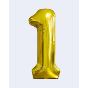 Palloncini Numero Oro N1 80cm 12 pz in Confezione per Feste - Product Image 1