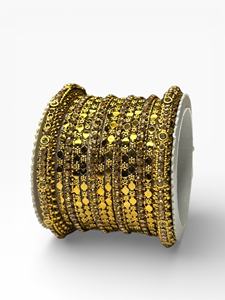 Premium Bridal Gold Plated Geometric Trendy Bangles with Emerald Cut Pearl and Stone Work for Anniversary - Product Image 3