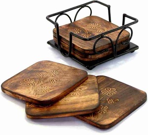 Posavasos de madera de diseño fabuloso con juego de soporte de seis posavasos de piedra de producto de Venta caliente centro de mesa de vajilla de calidad increíble - Product Image 5