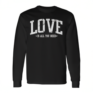 T-shirt a maniche lunghe effetto distressed stile college - Love Is All You Need - Design promozionale personalizzabile - Product Image 2