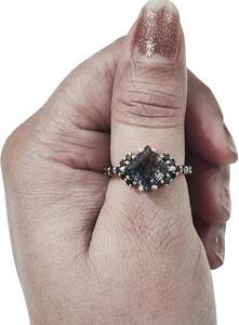 Anillo de mujer Rutilo negro natural y piedra preciosa de espinela negra Anillo de compromiso delicado de Navidad Joyería Anillo de plata esterlina 925 - Product Image 6