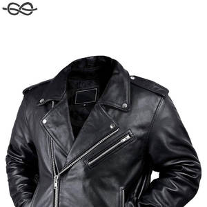 Chaqueta de motorista de cuero negro genuino estilo Vintage para hombre, chaqueta de motorista de tela ODM personalizada resistente al agua con forro térmico - Product Image 6