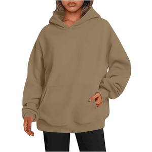 Pull-over à capuche oversize tendance unisexe avec impression numérique en polaire lourde brodée et logo personnalisé pour l'hiver - Product Image 3