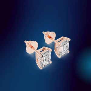 Pendientes de tuerca de moissanita GRA, joyería fina de plata 925 para boda de mujer - Product Image 1