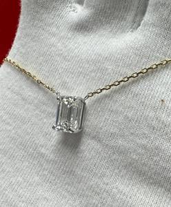 Pendentif en argent sterling 925 avec diamant Moissanite taille émeraude blanche/clarté VVS1/0.50 à 10.00 carats - Product Image 5