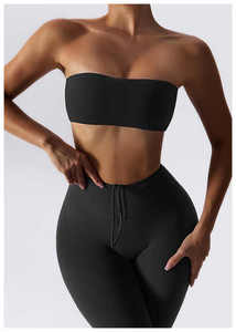 Solid Boob <b>Tube</b> Bra Yoga Set with Soft, Breathable Adjustable High-Waist Leggings & Butt Lift Sports Pants - Customizable - Product Image 6