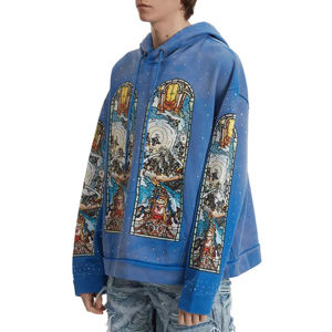 Sudaderas con Capucha de Invierno OEM, Lavado Ácido Personalizado, Pedrería, Alta Calidad, 100% Algodón, Impresión Digital, para Hombre, Precio Responsable - Product Image 4