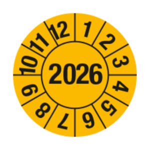 Etichetta di prova "2026", gialla, in pellicola, autoadesiva, 15 mm, confezione = 1 foglio da 60 pezzi - Product Image 1