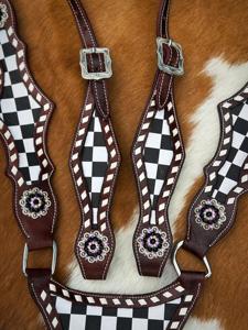 Adjustable Riding Tack Set Durable Nylon Horse Headstall with Breastplate and Reins for Training Trail Western Bridle - Product Image 4