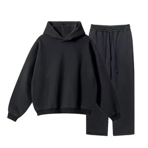 2025 hommes sweats à capuche ensemble Baggy Streetwear blanc sweats à capuche personnalisé brodé polaire pantalons de survêtement et sweat à capuche 350gsm - Product Image 3