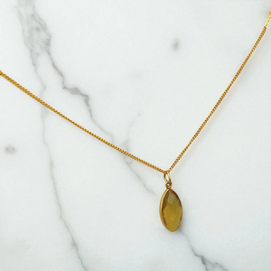 สร้อยคอจี้อัญมณีซิทรีนมาร์คีสทรีน-สร้อยคอโซ่เงินแท้ชุบทอง18K - Product Image 5