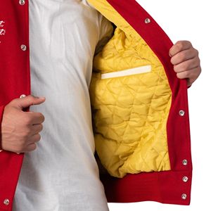 Chaqueta Varsity Unisex Estilo Western, Cuerpo de Lana, Mangas de Cuero, Cuello Redondo, Parches Vaqueros, Bordado con Diseños, Chaqueta Bomber - Product Image 4