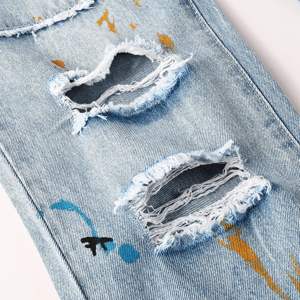 New Fashion Men <b>Jeans</b> Skinny High Street Vintage Washed <b>Jeans</b> Wholesale Custom Logo <b>Slim</b> Fit Distressed <b>Jeans</b> for Men OEM - Product Image 4