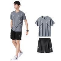 Ensemble T-shirt à manches courtes et short respirant en soie glacée à séchage rapide pour le basketball, la course et la gym – Collection été