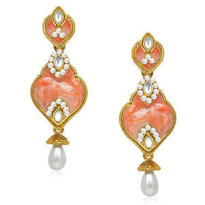 The99Jewel 1304525 Pendientes de aro finos Chapado en oro Kundan Dangler Joyería elegante y elegante - Product Image 1
