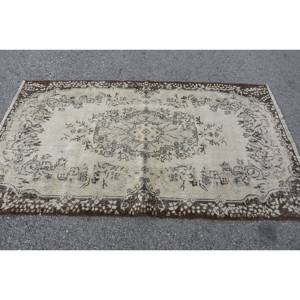 พรมตุรกีทำด้วยมือสีเบจสีน้ำตาล3.8 x 6.6ft สไตล์คลาสสิกรูปสี่เหลี่ยมผืนผ้าโถงทางเดินสำหรับห้องนั่งเล่นห้องนอนข้างเตียง4เมตร - Product Image 3