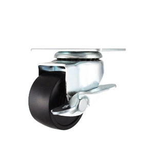 CCE 2.5 Inch Industrial Black PP Flat Free Steel <b>Metal</b> Wheel <b>Roller</b> with Side Locking - Product Image 1
