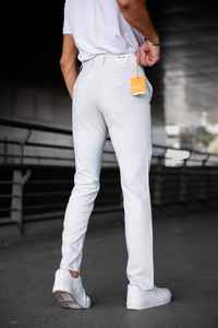 Pantalones elásticos ajustados de color azul marino para hombre, pantalones de oficina elegantes informales, cintura elástica con cordón, algodón recto, Hip Hop de talla grande - Product Image 2