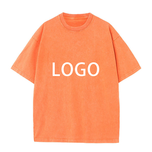 Venta al por mayor 100% algodón lavado con ácido camiseta de gran tamaño cómodo calle de moda diseño de Impresión logotipo personalizado camisetas para hombres - Product Image 2