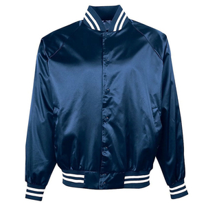 Best-seller Blouson aviateur en satin pour hommes couleur personnalisée logo mode vente en gros Veste en toile avec fini satin de soie - Product Image 4