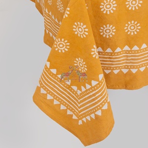 Mantel de algodón hecho a mano con estampado Dabu estilo bohemio, elegante cubierta floral para mesa de comedor - Product Image 6